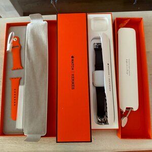 Apple Watch Hermes Series 8 size 41mm with Leather strap ($975) and silicone